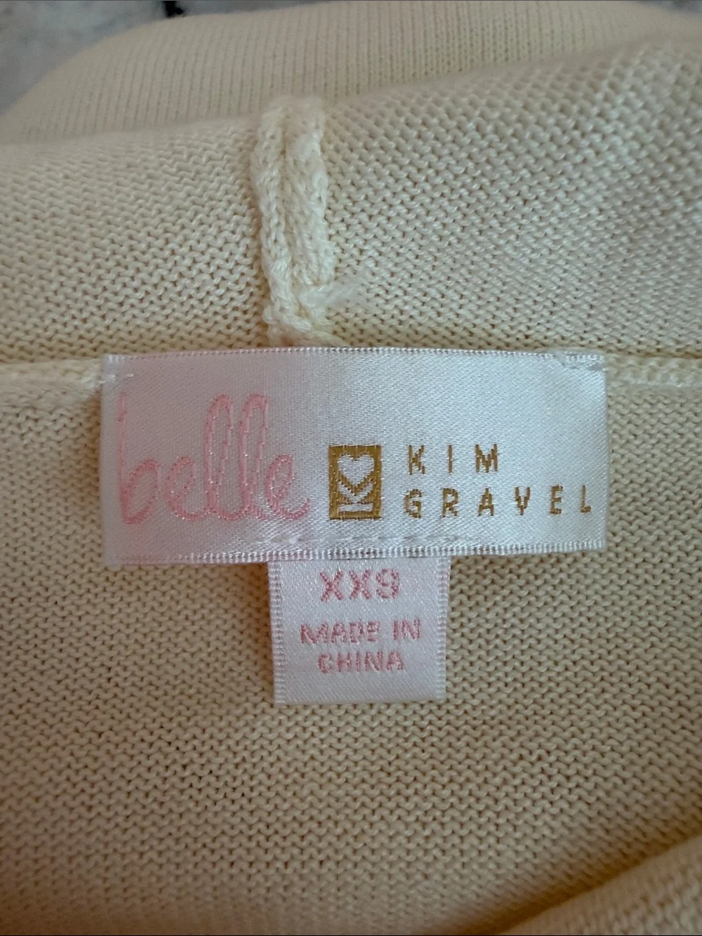 Belle by Kim Gravel Cream Pullover Hoodie Sweater /Faux Fur Pom poms